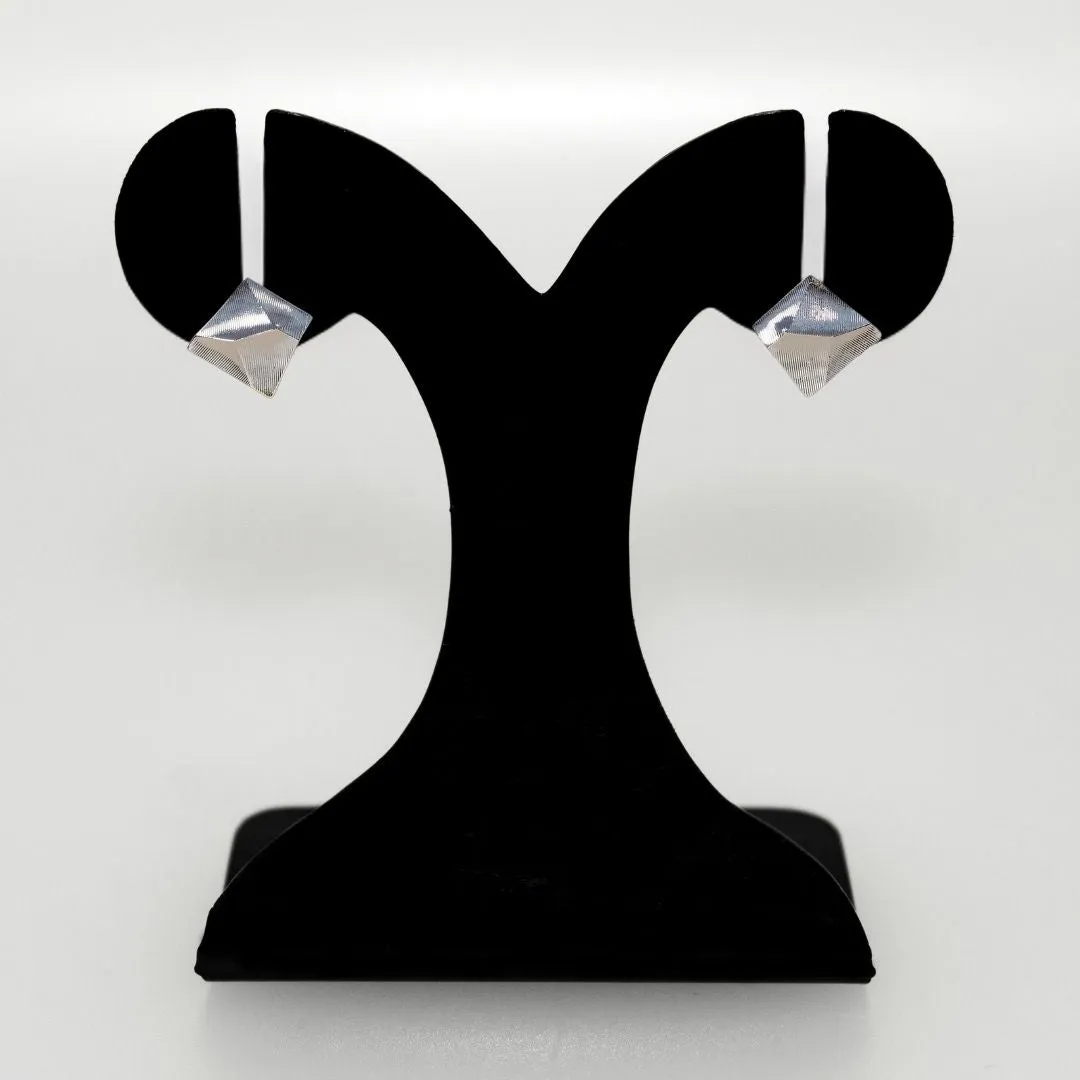 Minimalist Abstract Trapezoid Silver Studs