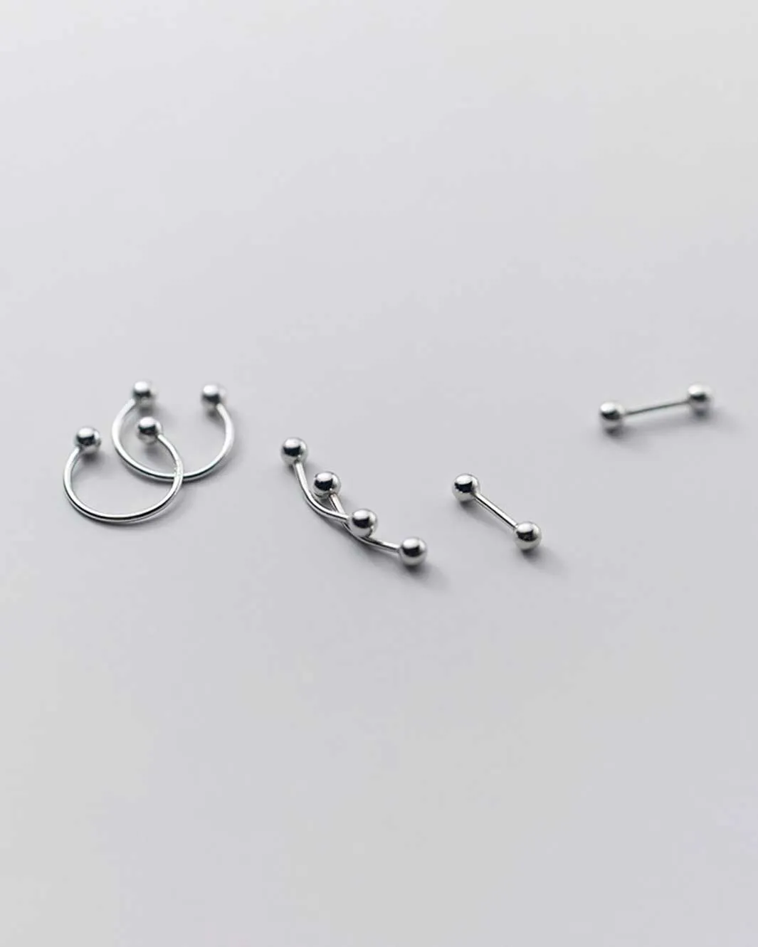 Minimalist Barbell Earrings Set
