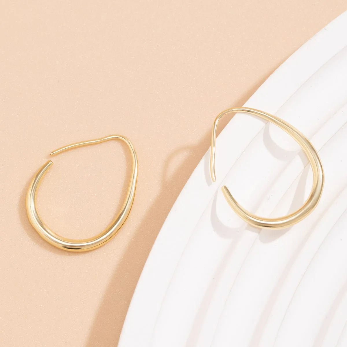 Minimalist Gold Plated Oval Hoop Earrings