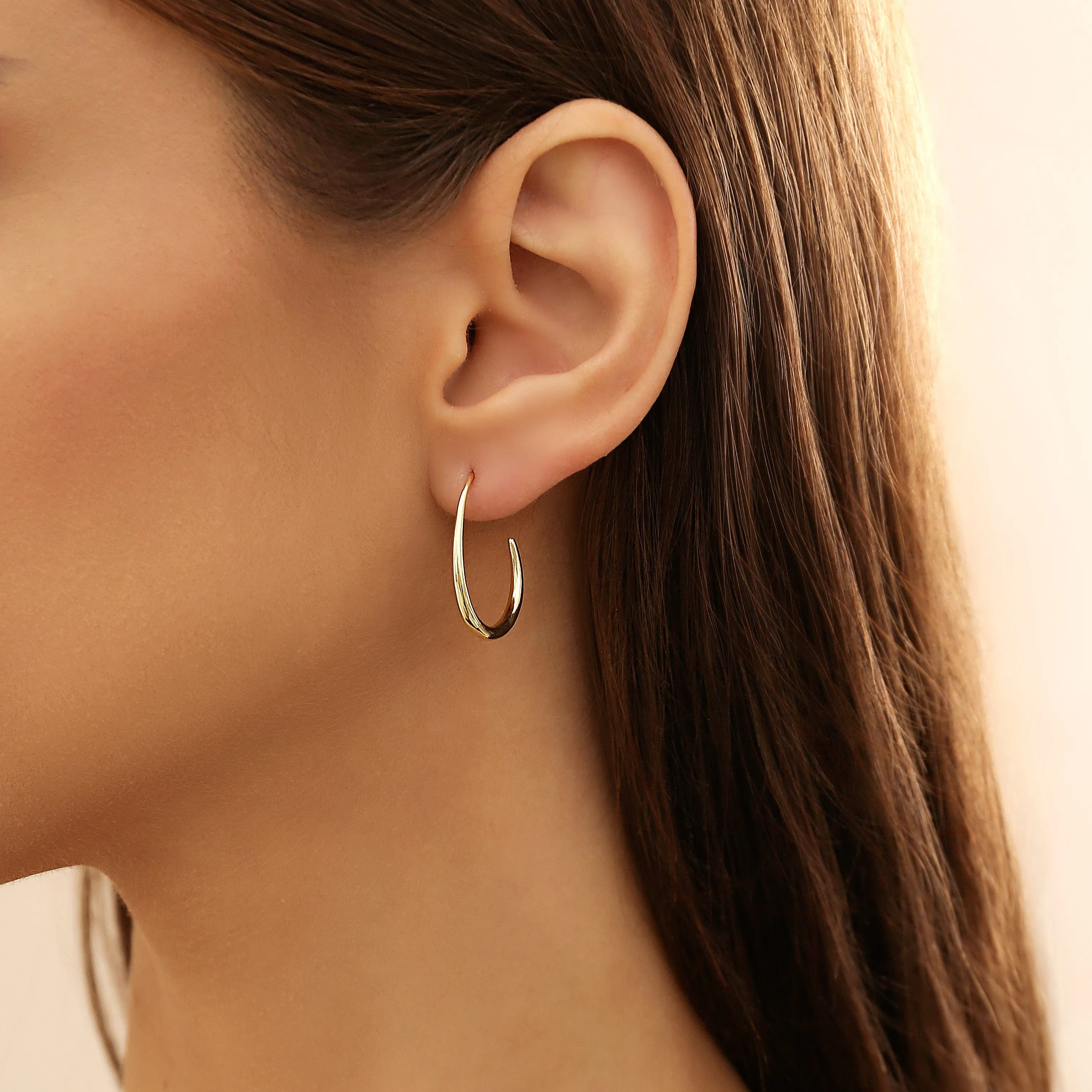 Minimalist Gold Plated Oval Hoop Earrings