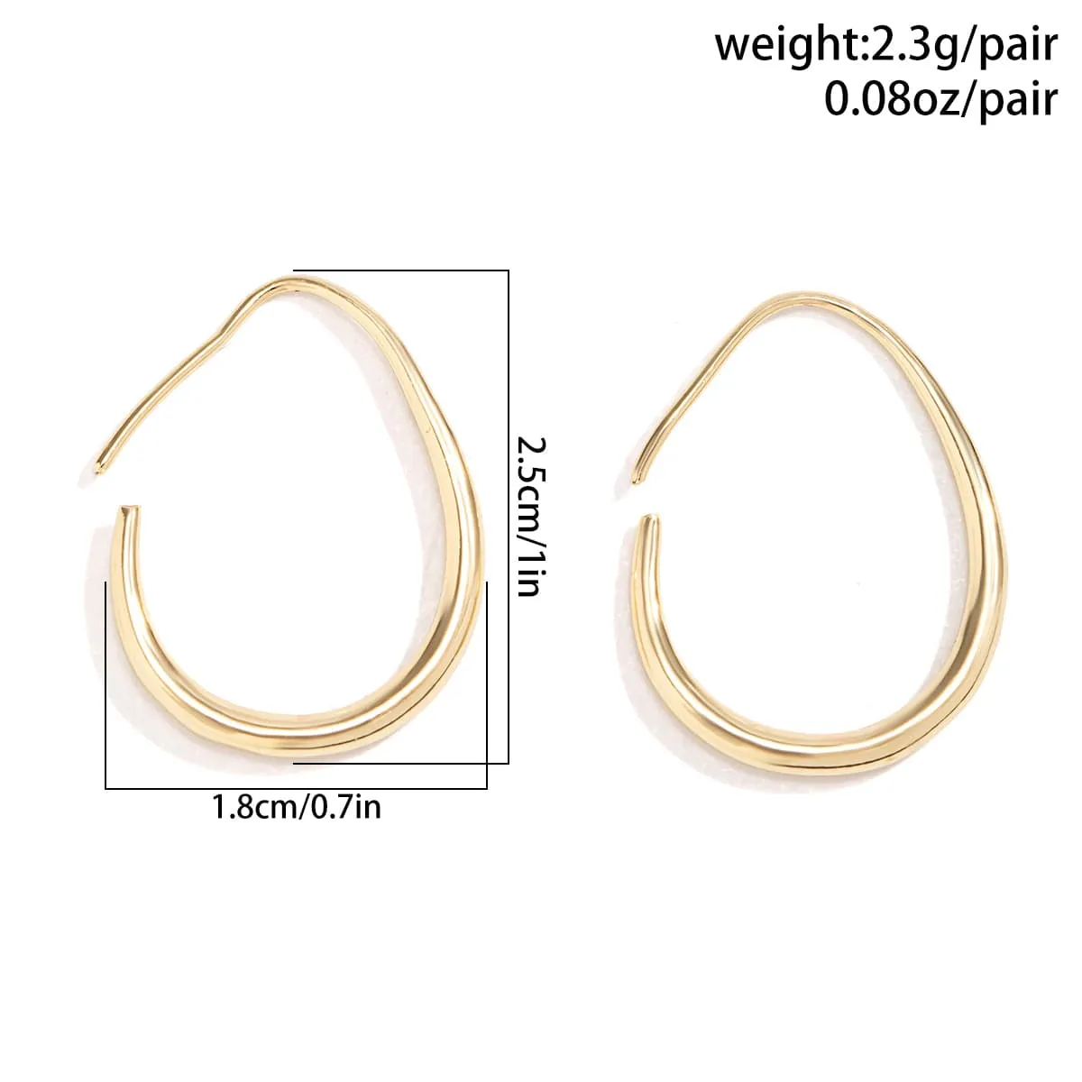 Minimalist Gold Plated Oval Hoop Earrings