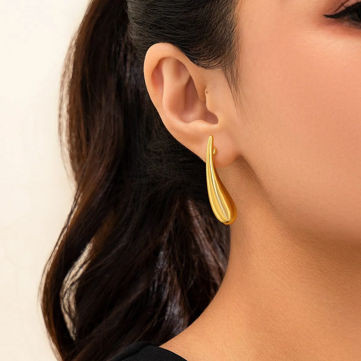 Minimalist Gold Silver Plated Glossy Waterdrop Earrings