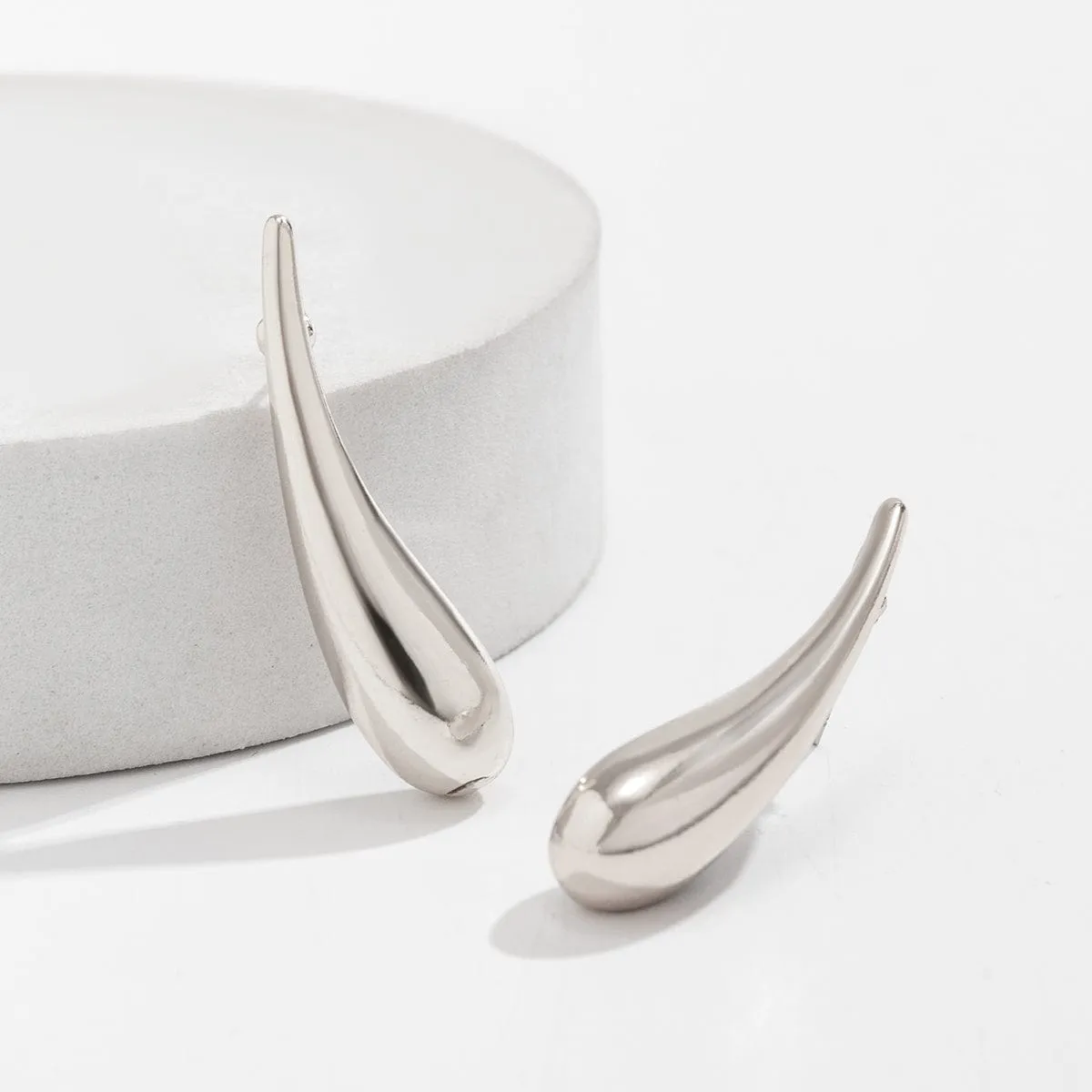 Minimalist Gold Silver Plated Glossy Waterdrop Earrings