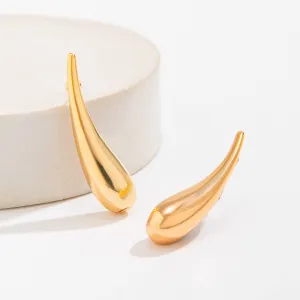 Minimalist Gold Silver Plated Glossy Waterdrop Earrings