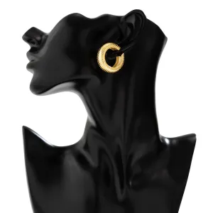 Minimalist Gold Silver Plated Pattern C Shaped Ear Cuff Earrings