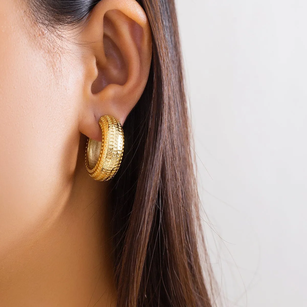 Minimalist Gold Silver Plated Pattern C Shaped Ear Cuff Earrings