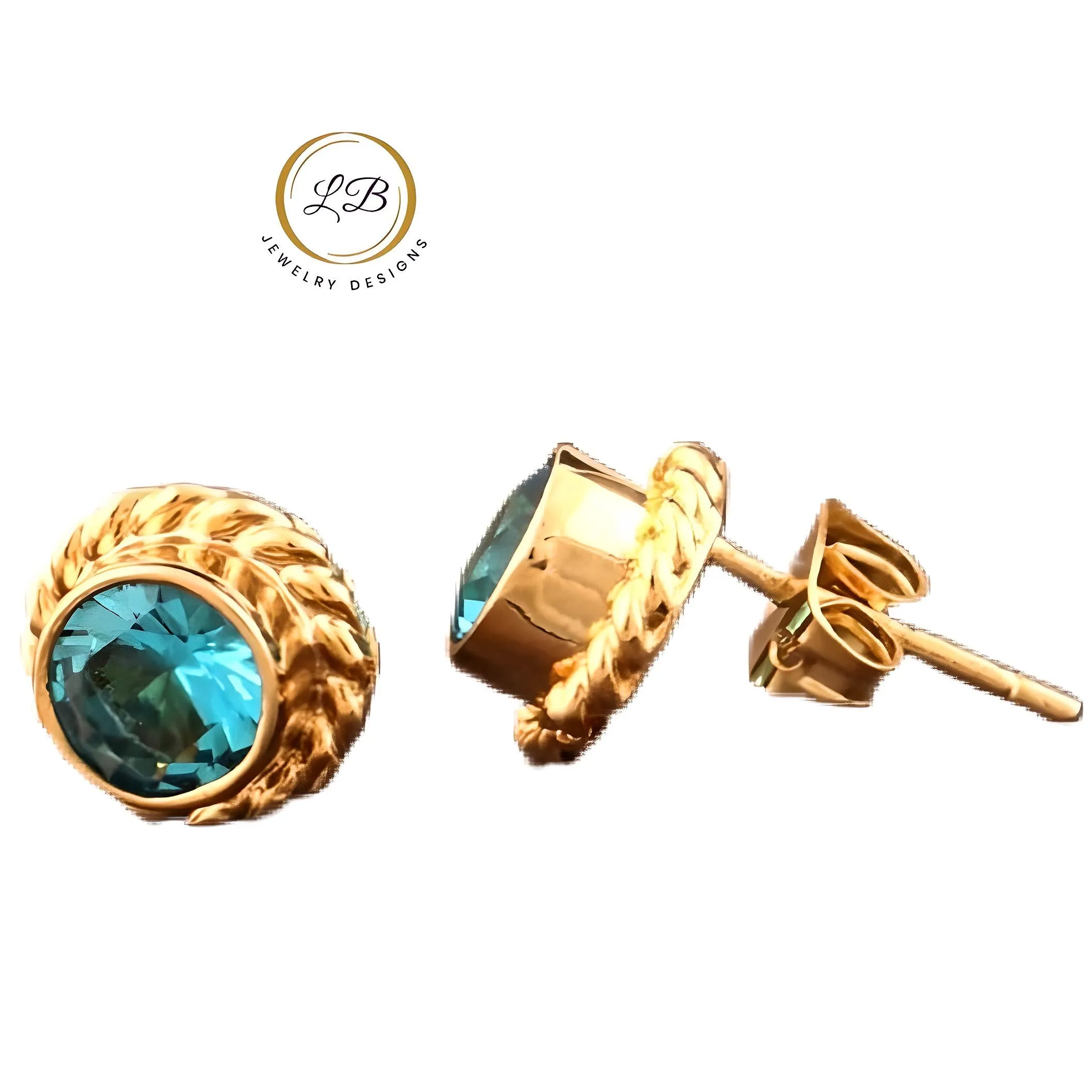 Minimalist Petite Blue Topaz Quartz Stud Earrings