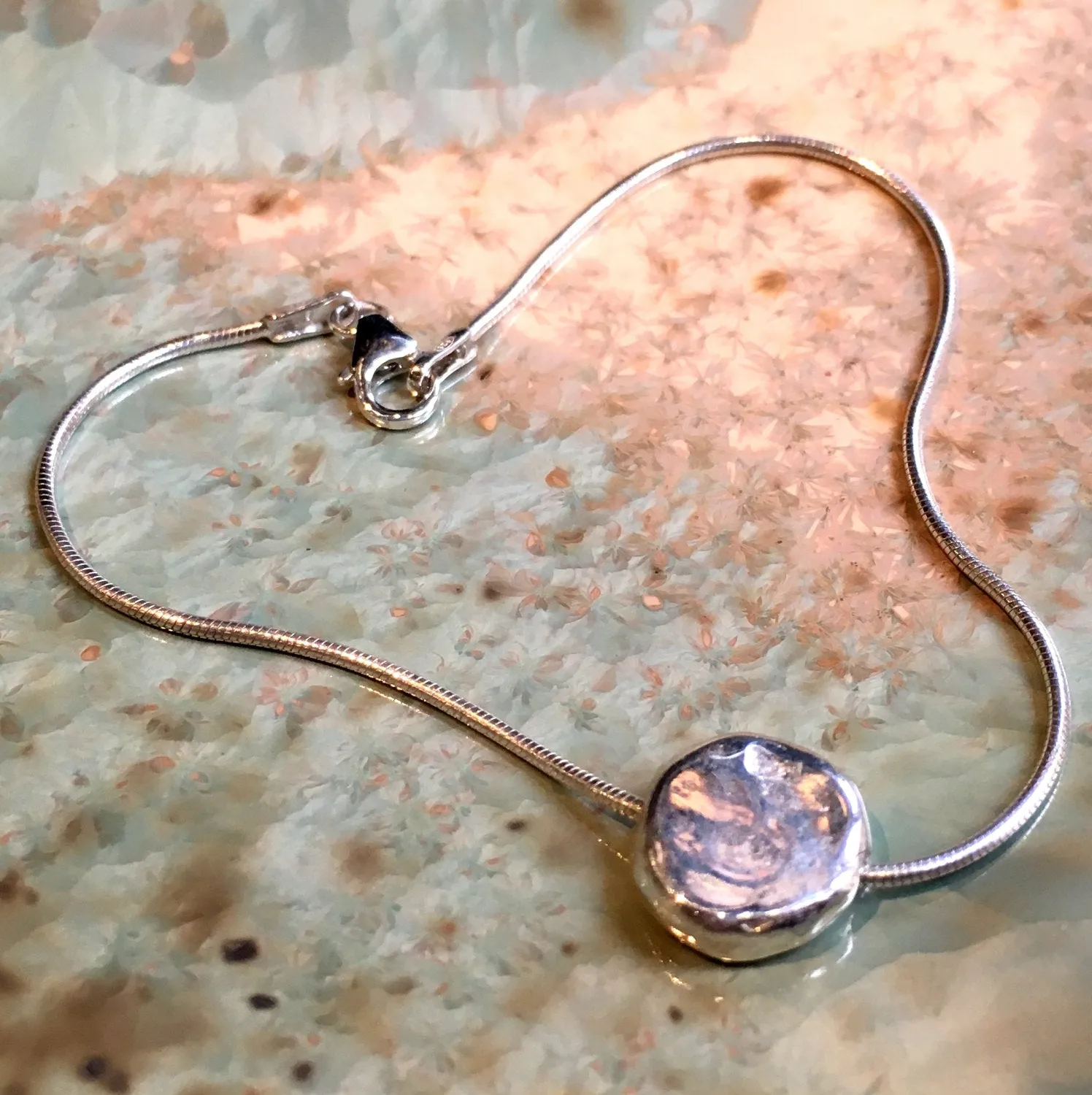 Minimalist Silver Nugget Necklace - Euphoric.