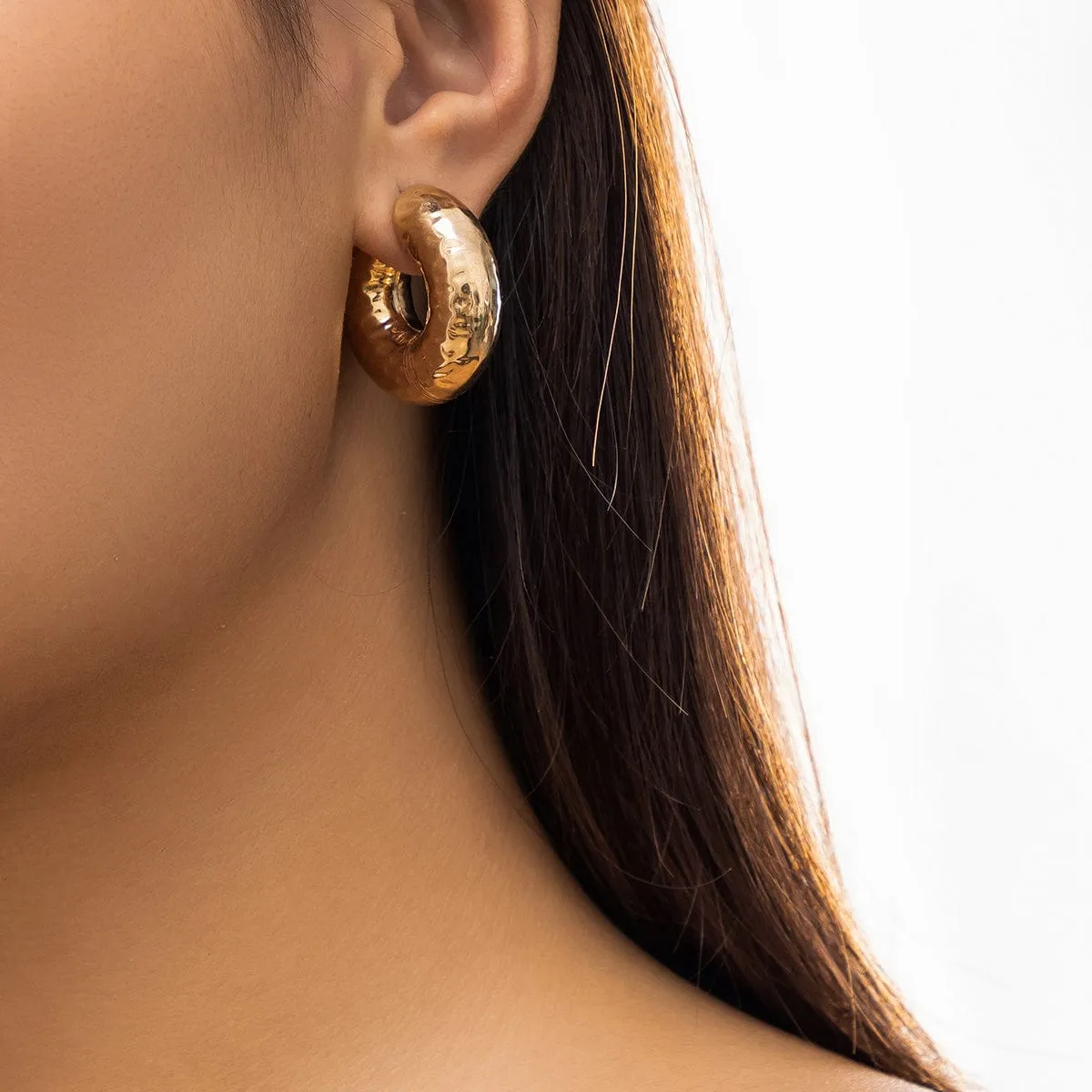 Minimalist Textured C Shaped Ear Cuff Earrings