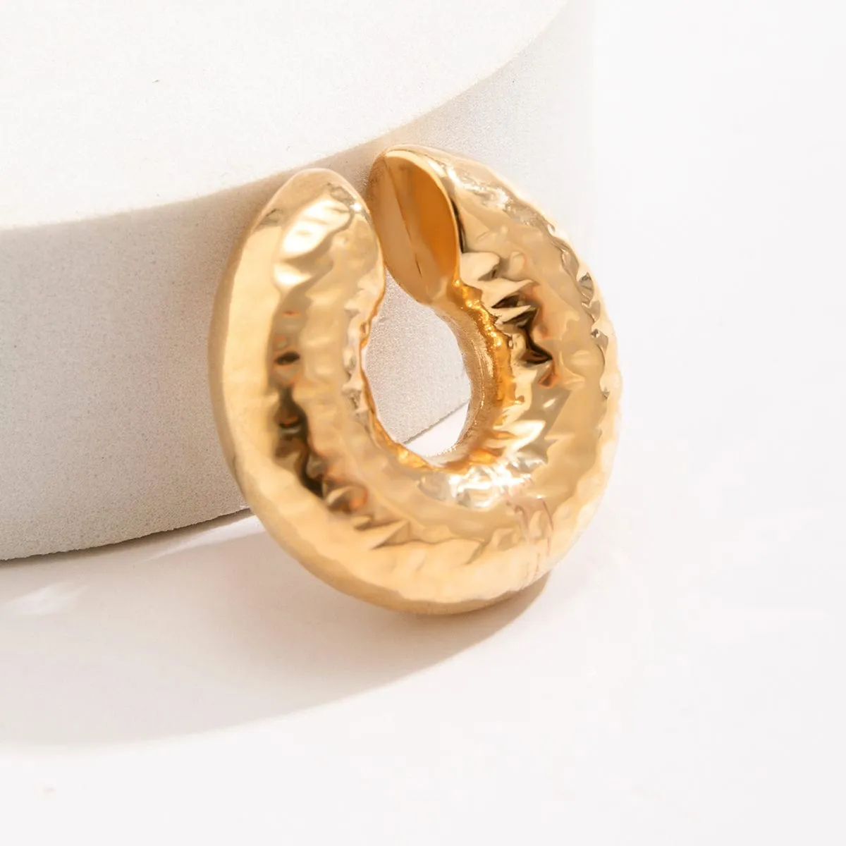 Minimalist Textured C Shaped Ear Cuff Earrings