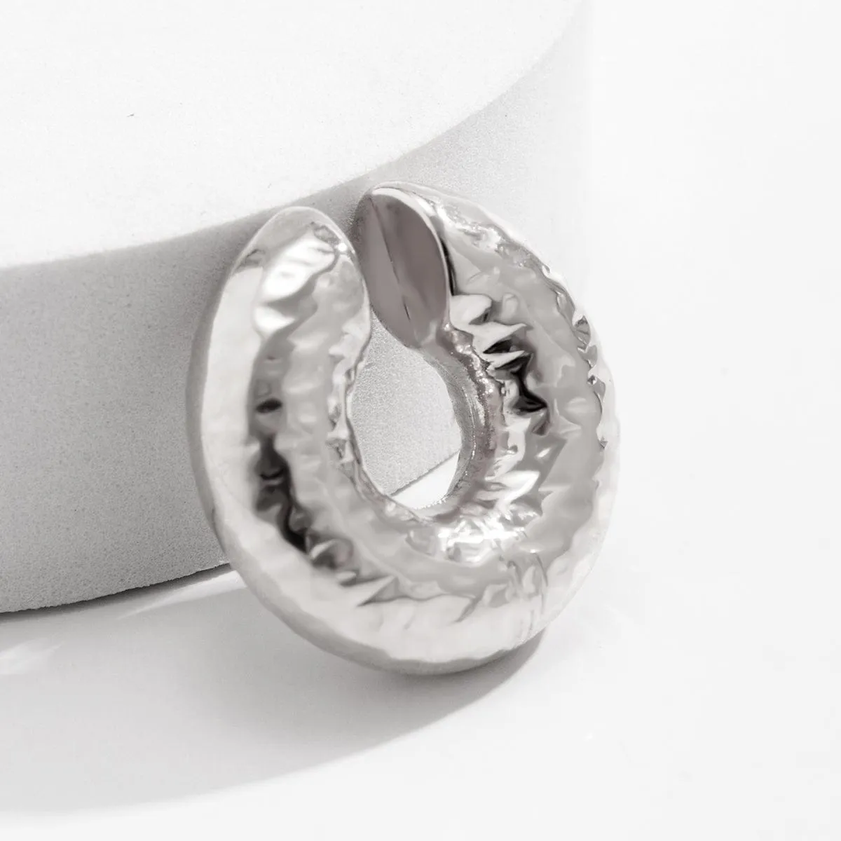 Minimalist Textured C Shaped Ear Cuff Earrings