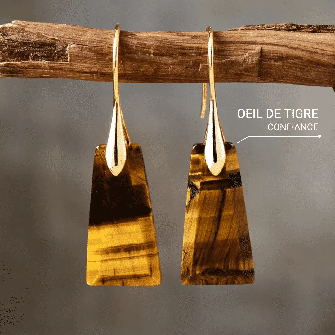 Minimalist Tiger Eye Earrings