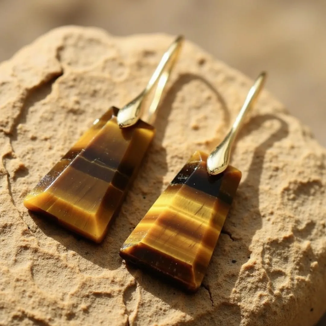 Minimalist Tiger Eye Earrings