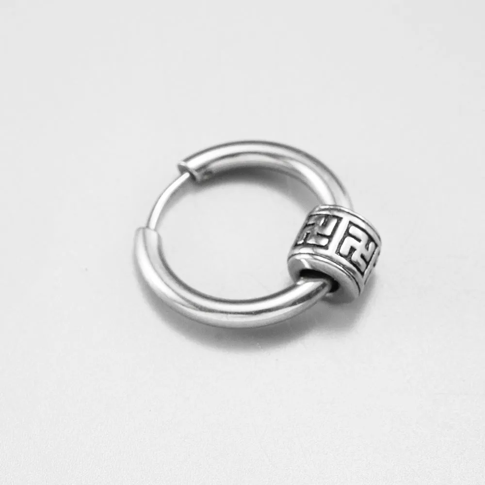 Minimalist Titanium Steel Teardrop Mens Hoop Earrings