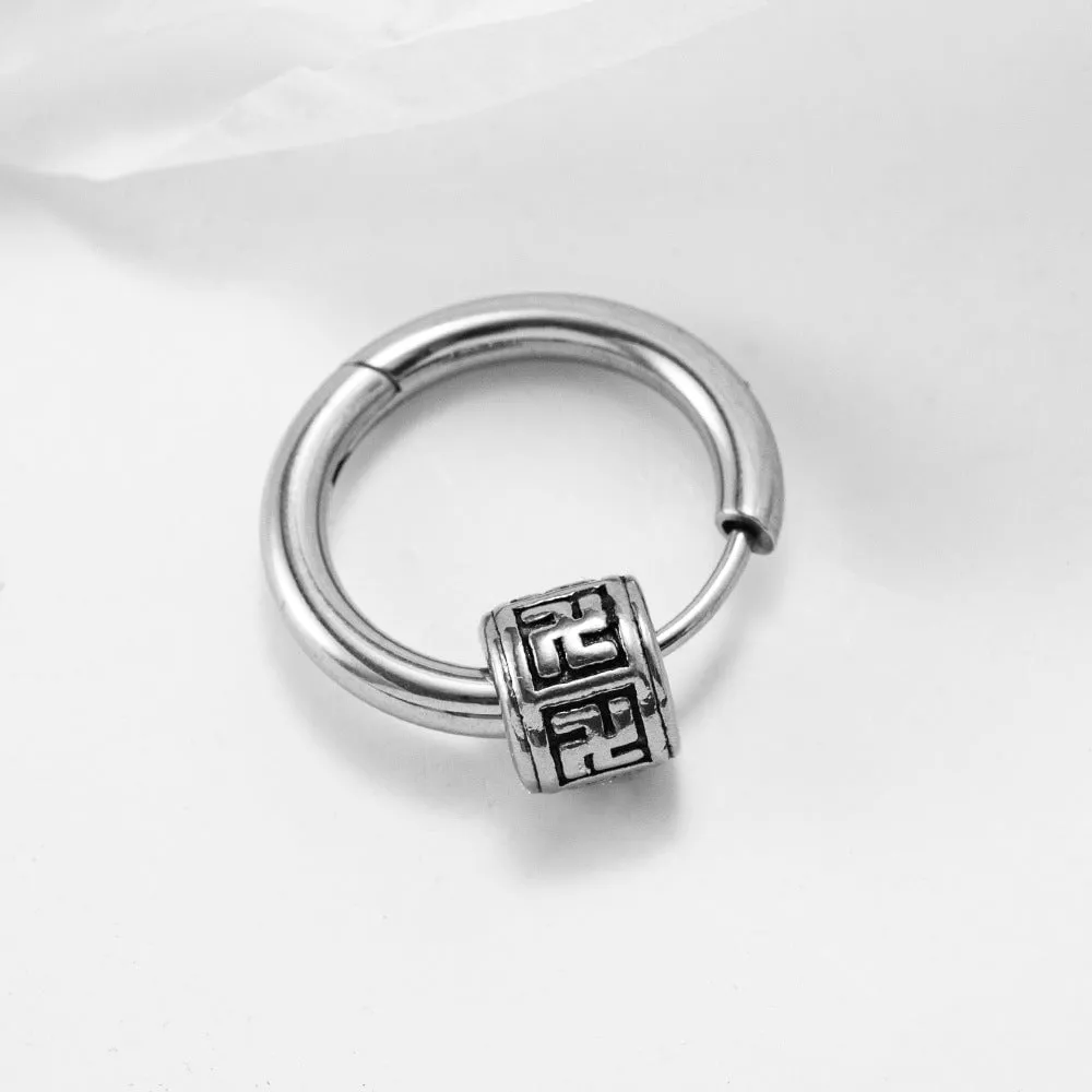 Minimalist Titanium Steel Teardrop Mens Hoop Earrings