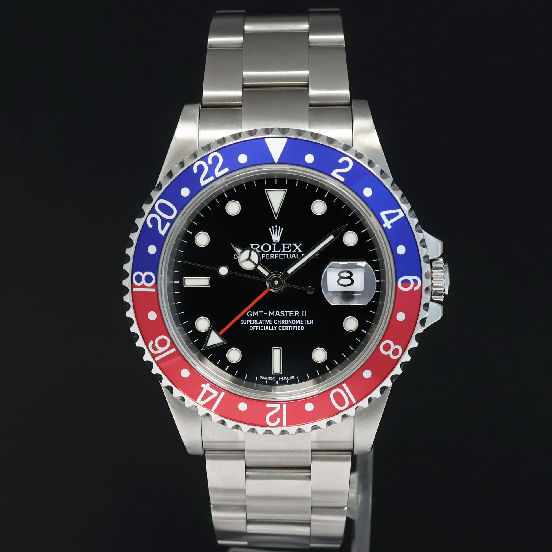 MINT 2007 ERROR STICK Rolex GMT-Master II 2 Pepsi 40mm Steel 16710 NO HOLES Watch