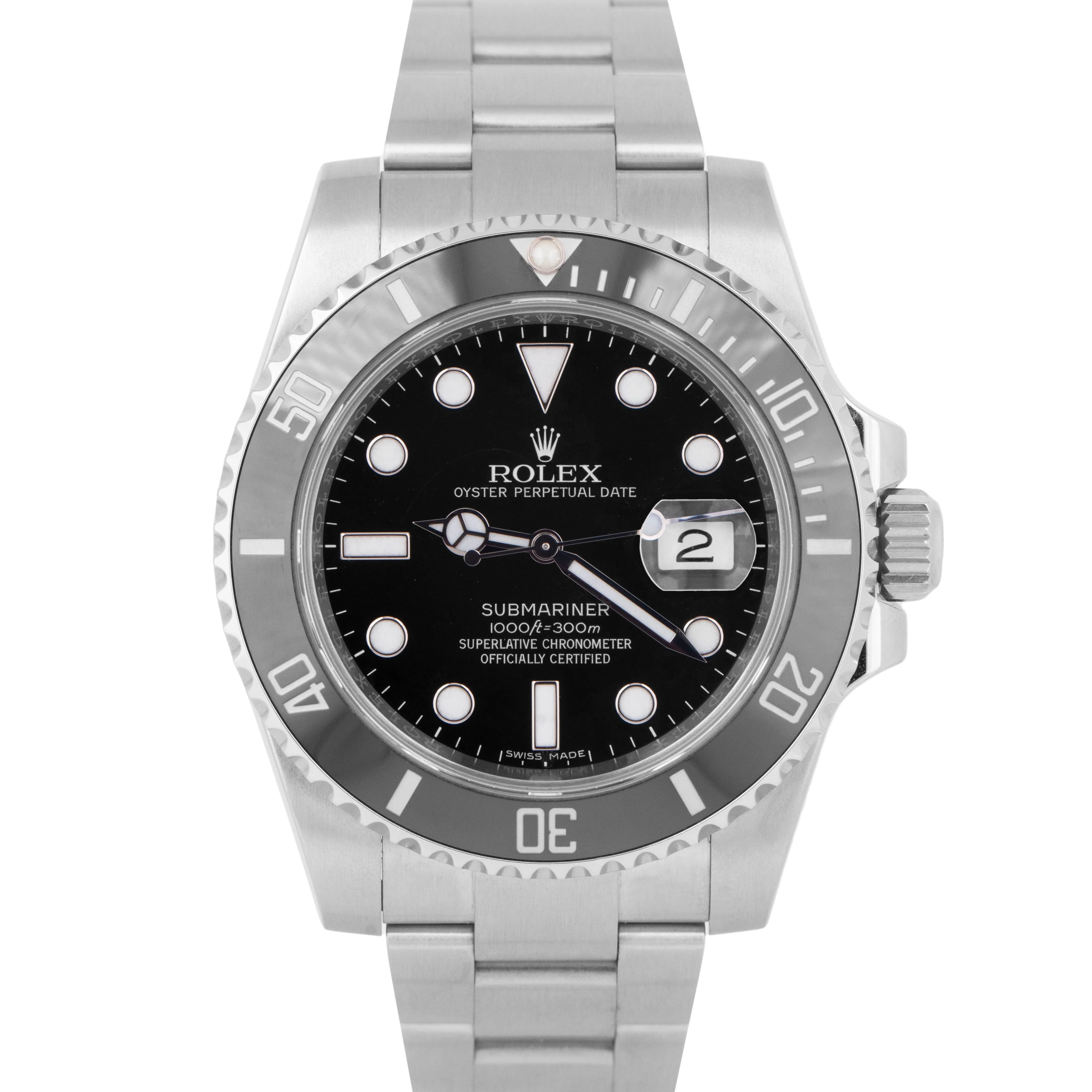 MINT 2016 PAPERS Rolex Submariner 40mm Black Ceramic Steel Watch 116610 LN B P
