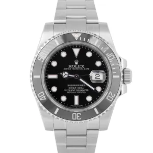 MINT 2016 PAPERS Rolex Submariner 40mm Black Ceramic Steel Watch 116610 LN B P