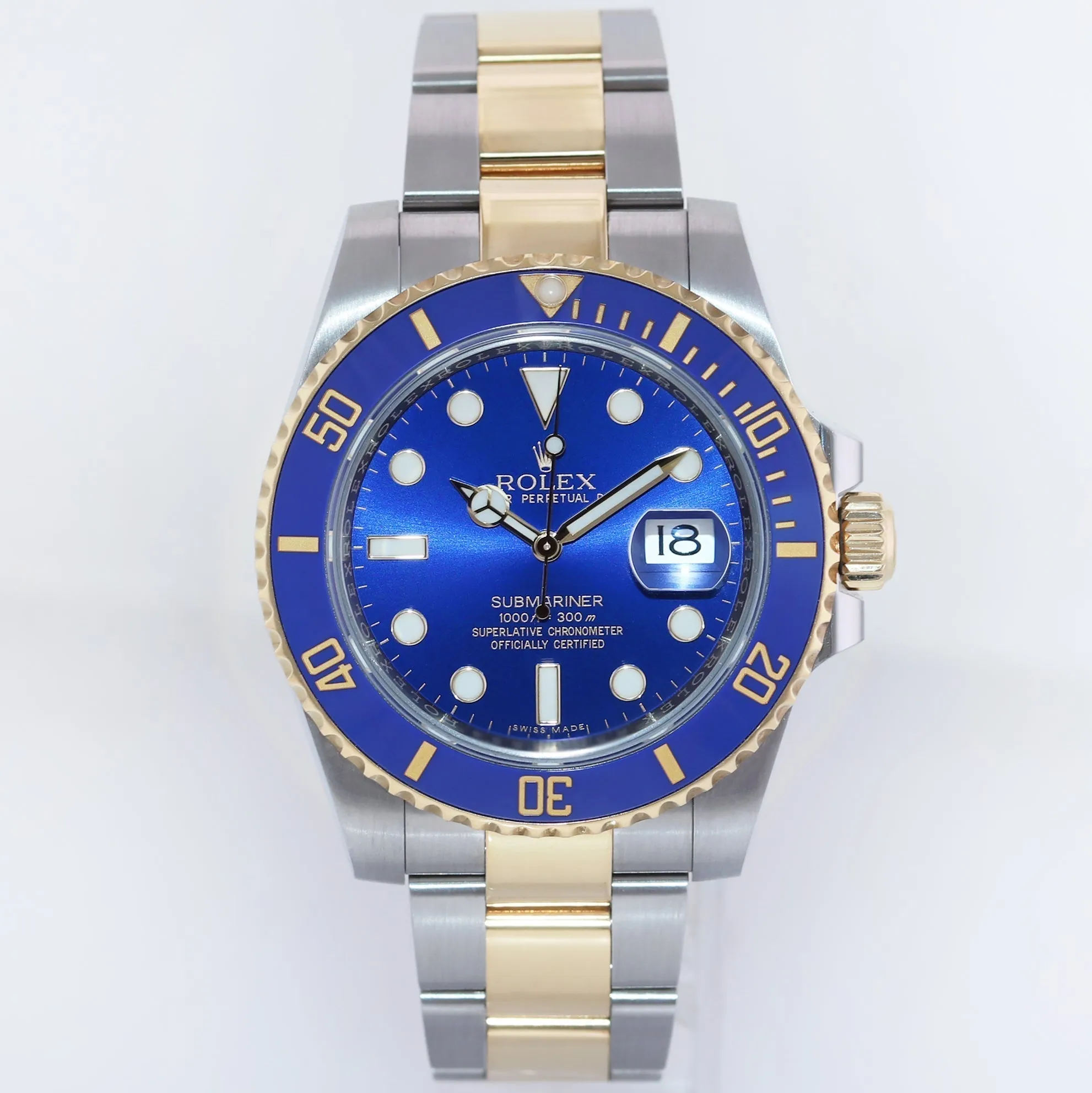 MINT 2019 Rolex Submariner Blue Ceramic 116613LB Two Tone Yellow Gold Watch Box