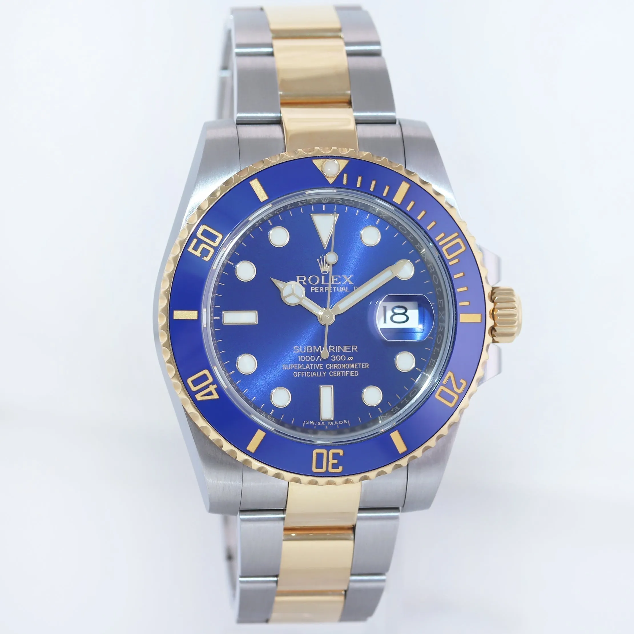 MINT 2019 Rolex Submariner Blue Ceramic 116613LB Two Tone Yellow Gold Watch Box