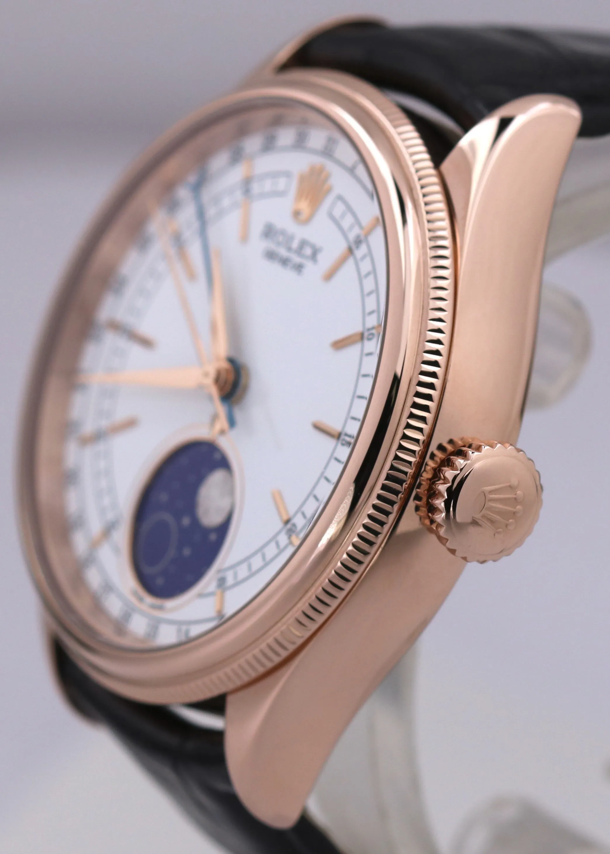 MINT 2022 Rolex Cellini Moonphase White 18K Everose Gold 39mm Watch 50535