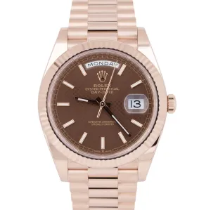 MINT 2022 Rolex Day-Date President 40mm Chocolate Motif 18K Rose Gold 228235 B P