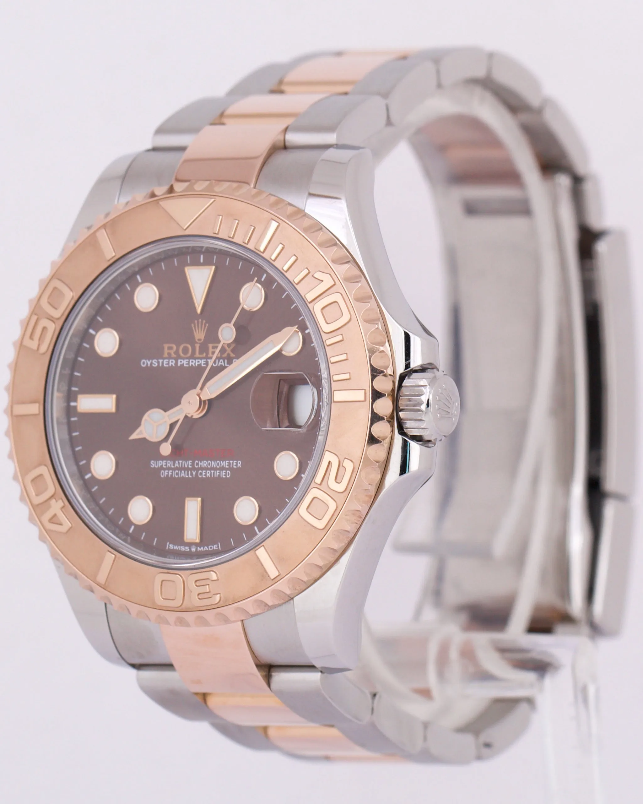 MINT 2023 Rolex Yacht-Master 37mm Two-Tone 18K Rose CHOCOLATE Brown 268621 Watch