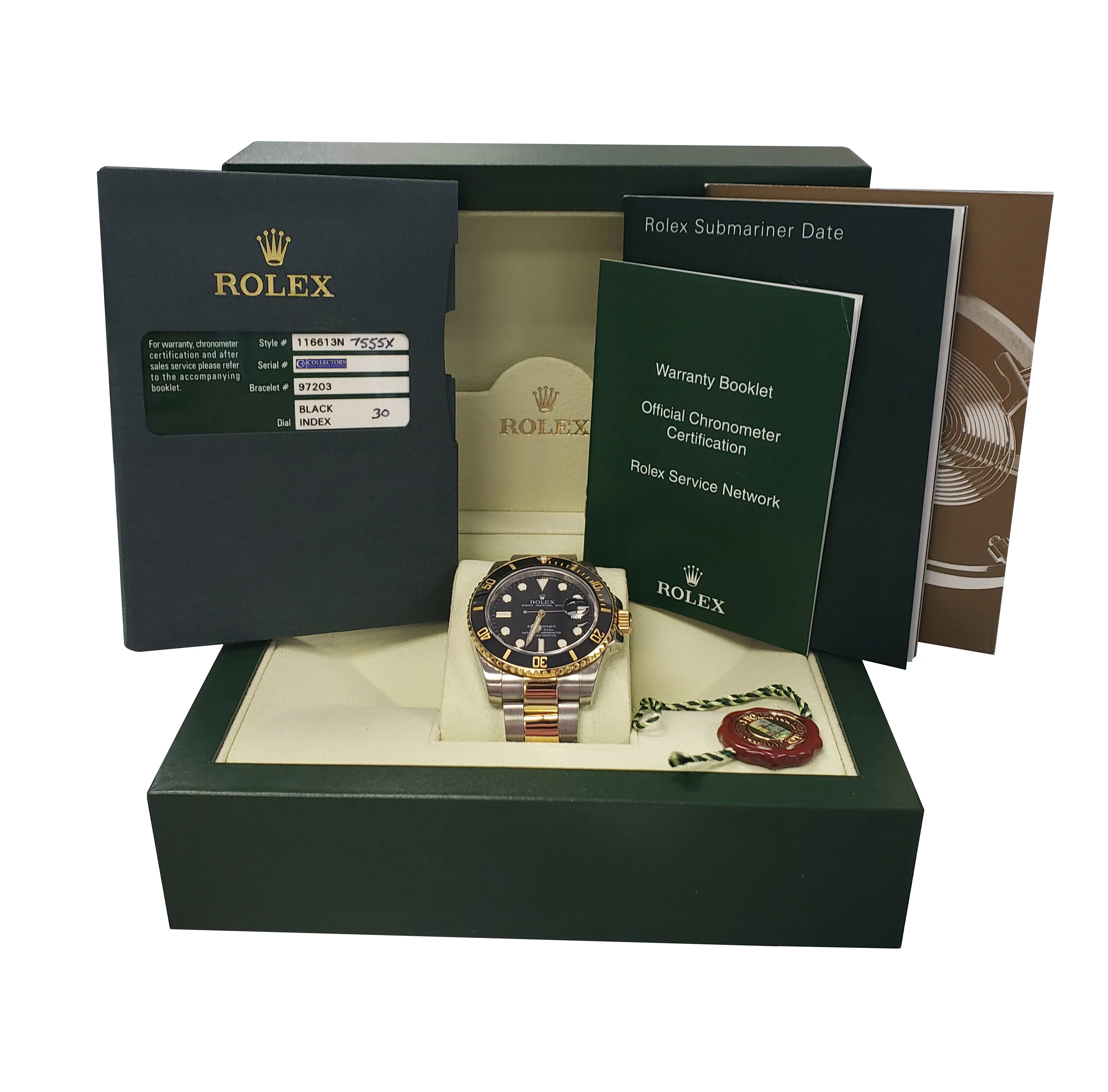 MINT Men's Rolex Submariner Ceramic 116613 N LN Two-Tone Gold Black Dive Watch