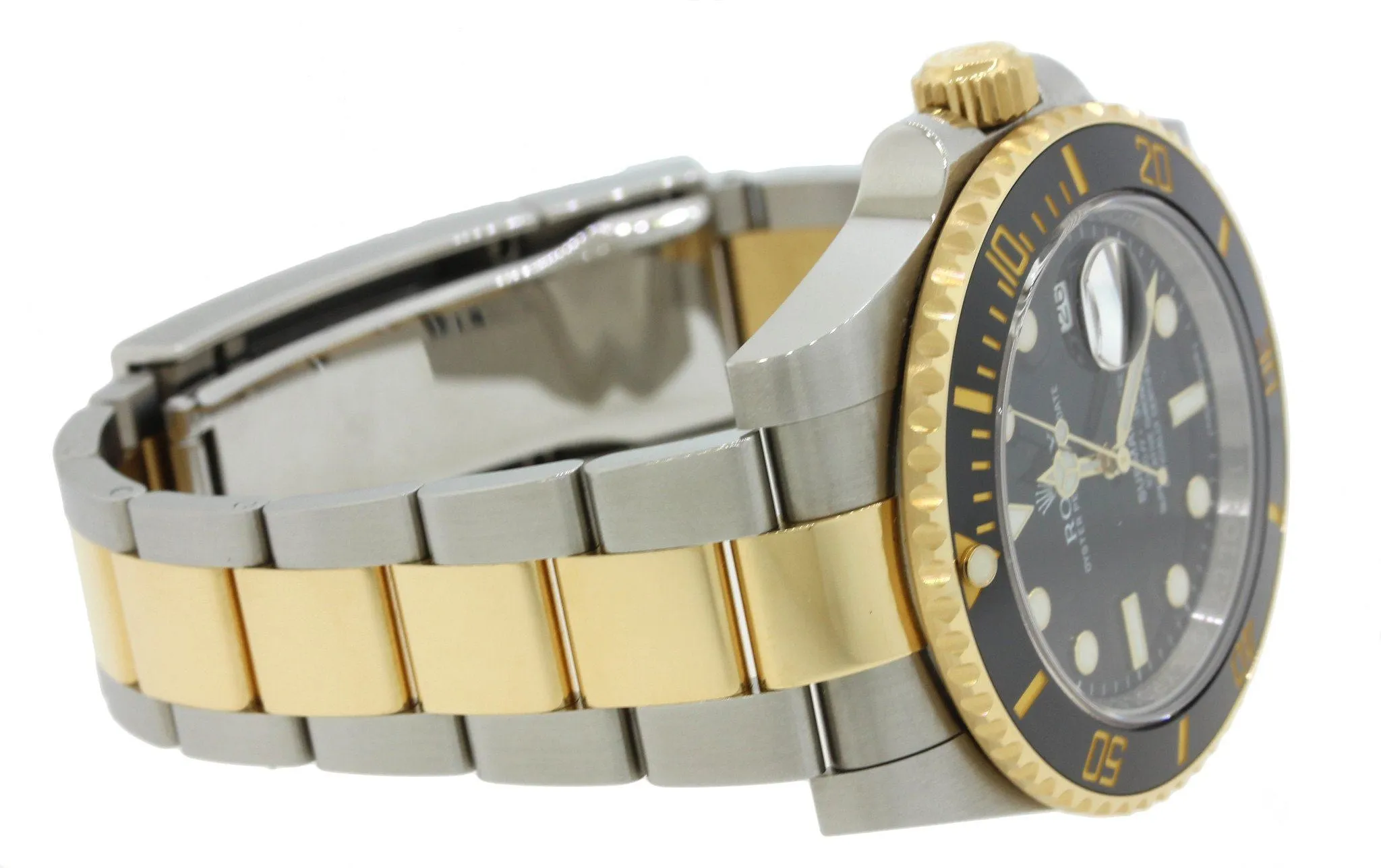 MINT Men's Rolex Submariner Ceramic 116613 N LN Two-Tone Gold Black Dive Watch