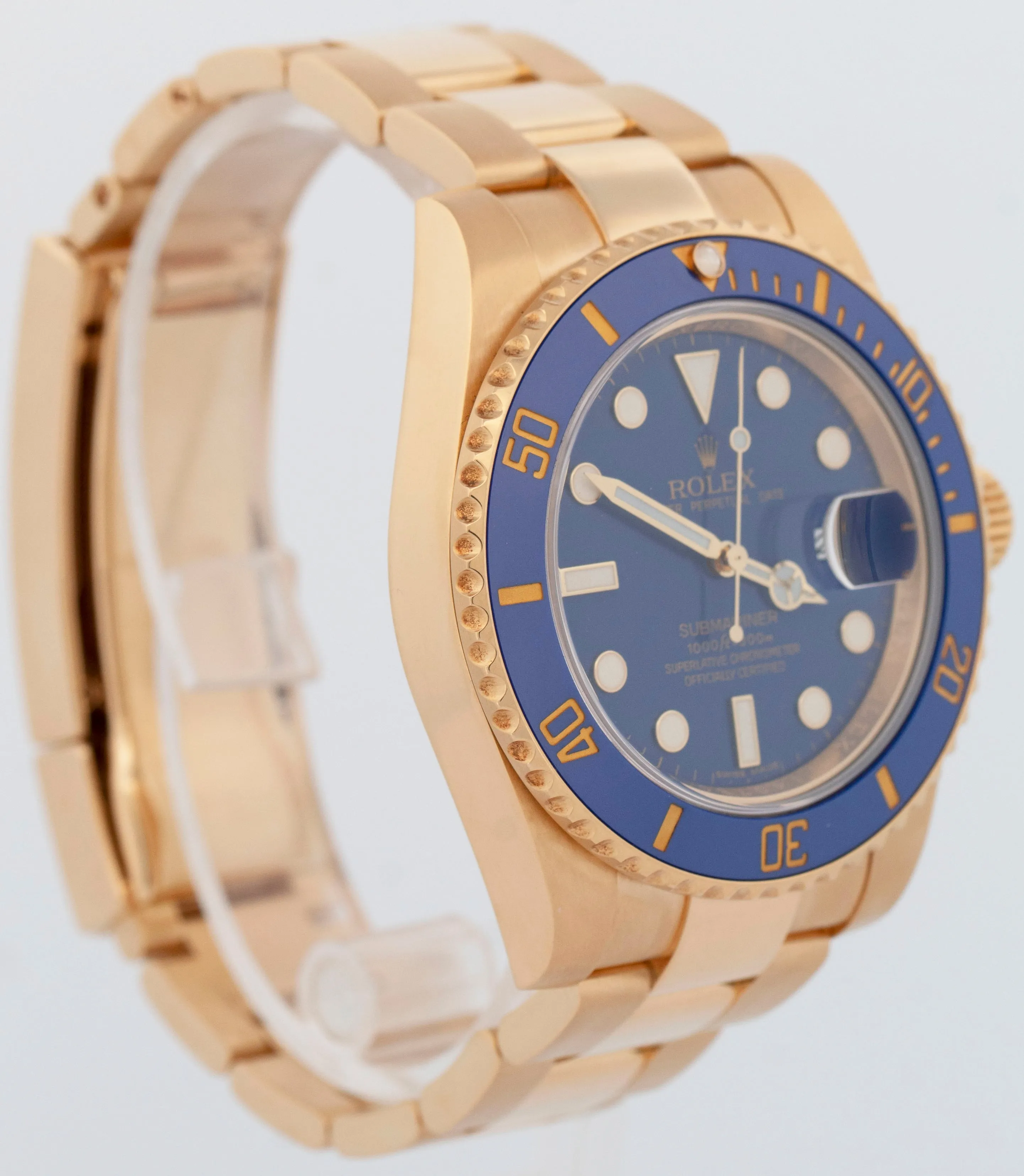 MINT PAPERS Rolex Submariner Date 40mm Ceramic Yellow Gold Blue 116618 LB BOX