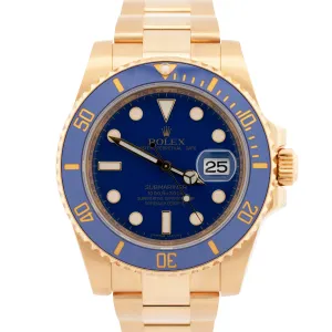 MINT PAPERS Rolex Submariner Date 40mm Ceramic Yellow Gold Blue 116618 LB BOX