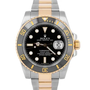 MINT PAPERS Rolex Submariner Date Ceramic Black 40mm Gold Two-Tone 116613 LN BOX
