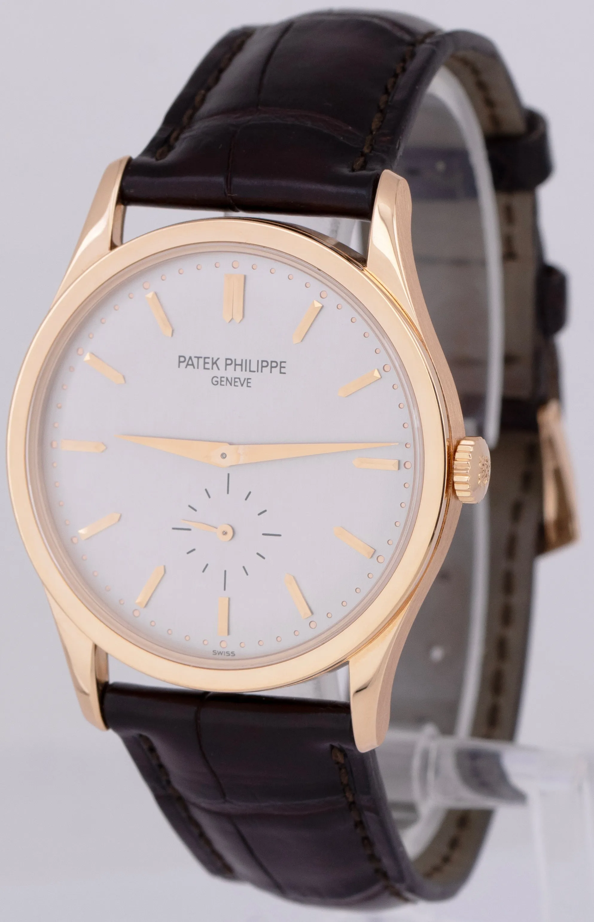 MINT Patek Philippe Calatrava Silver 18K Rose Gold 37mm Automatic Watch 5196R