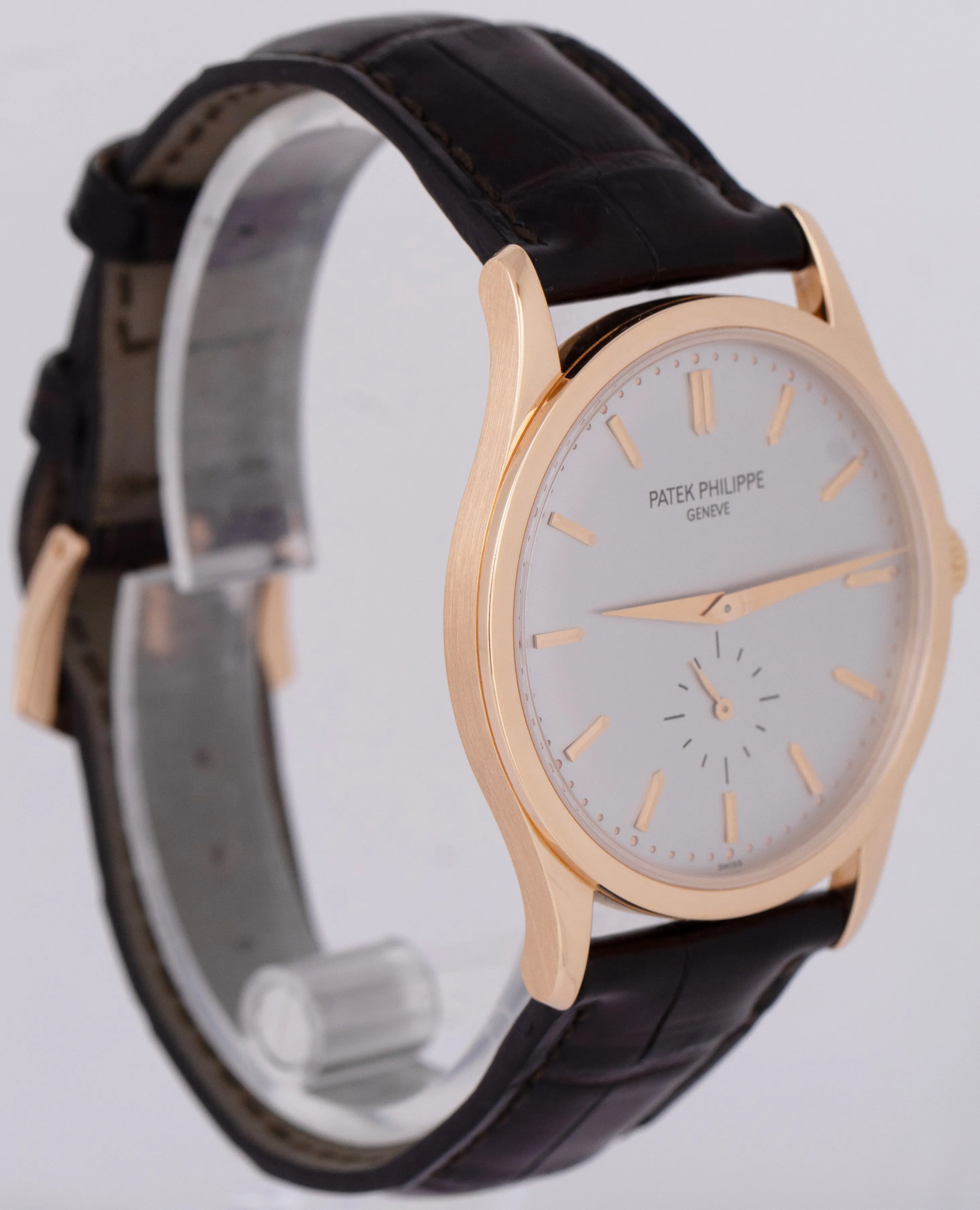 MINT Patek Philippe Calatrava Silver 18K Rose Gold 37mm Automatic Watch 5196R
