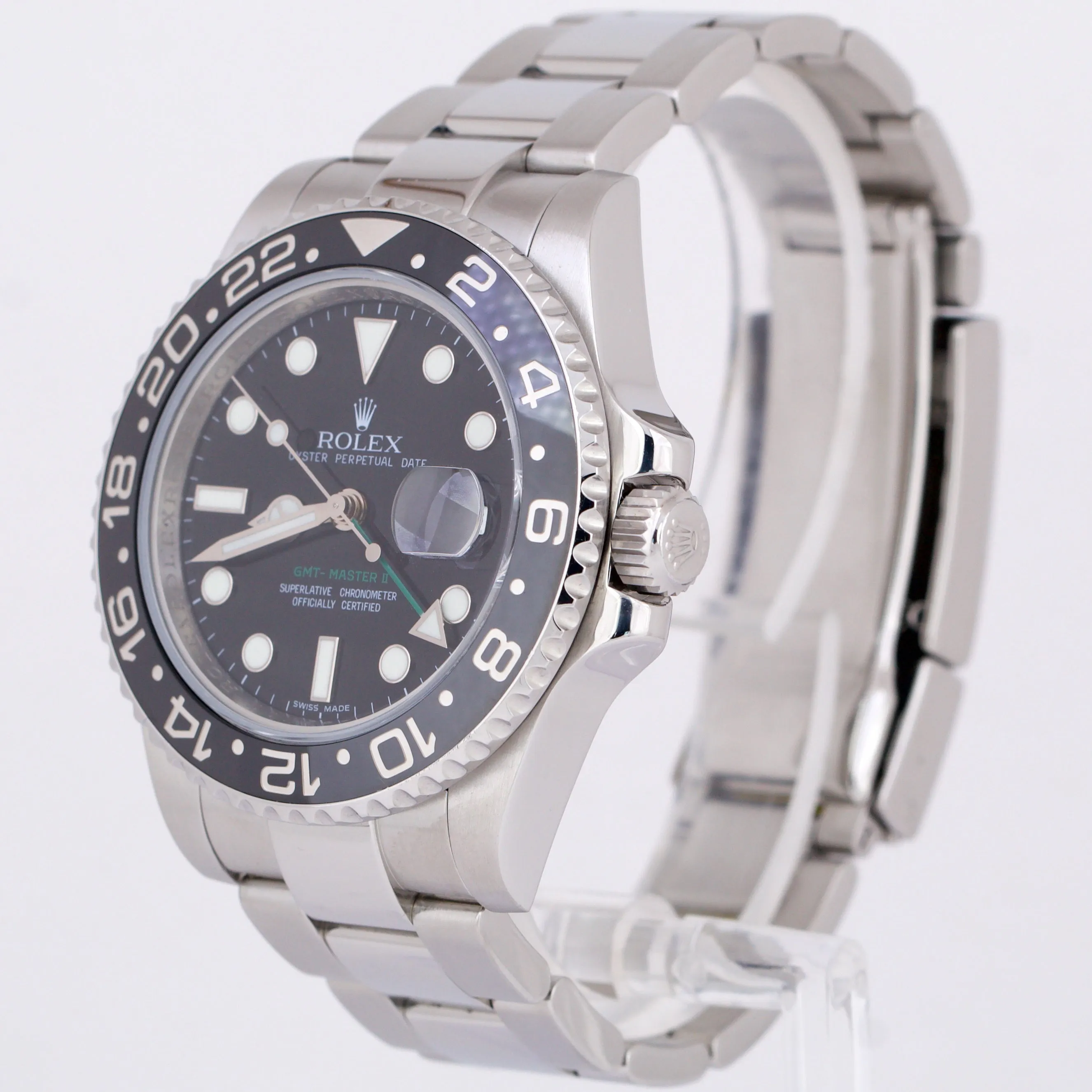 MINT Rolex GMT-Master II 40mm Black Ceramic Green Stainless Steel Date 116710 LN