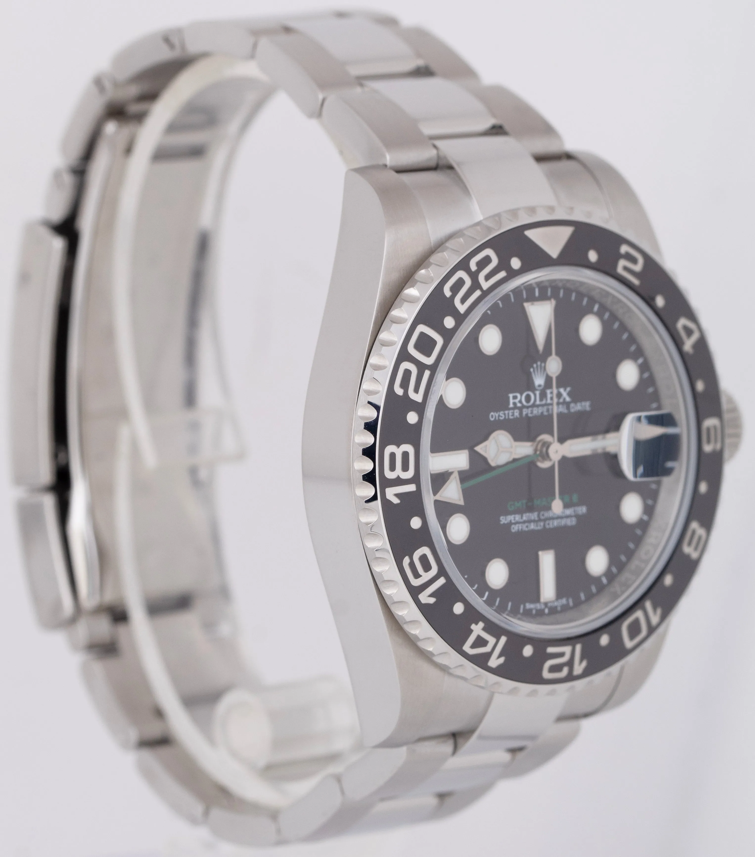 MINT Rolex GMT-Master II Black Green Stainless Steel 40mm Date Watch 116710 LN