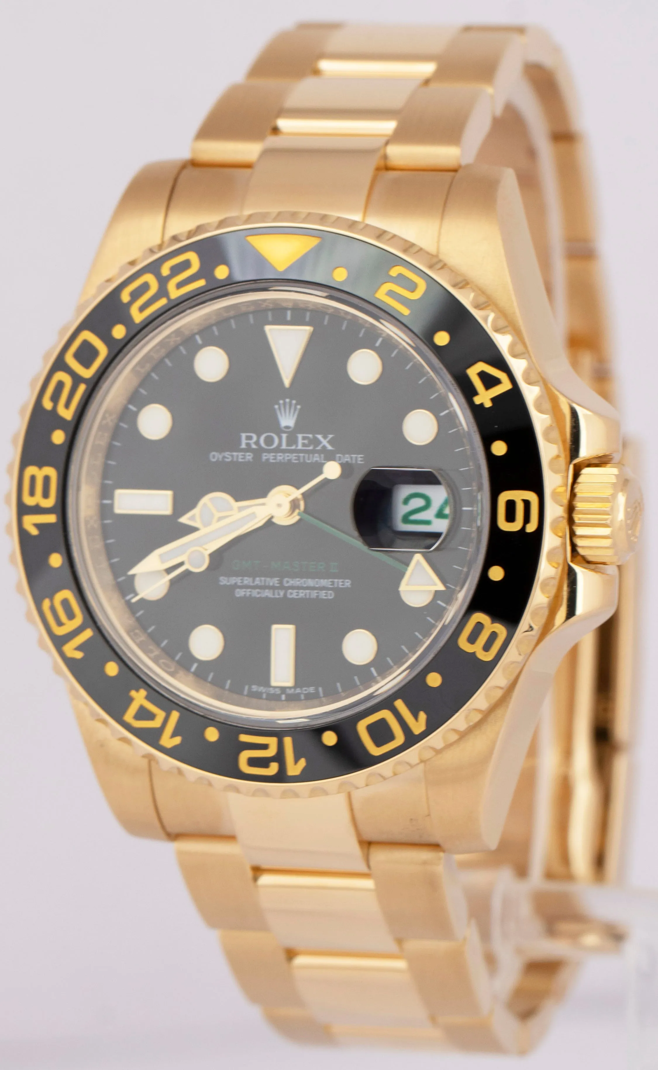 MINT Rolex GMT-Master II PAPERS Ceramic Black 18K Yellow Gold 40mm 116718 LN BOX