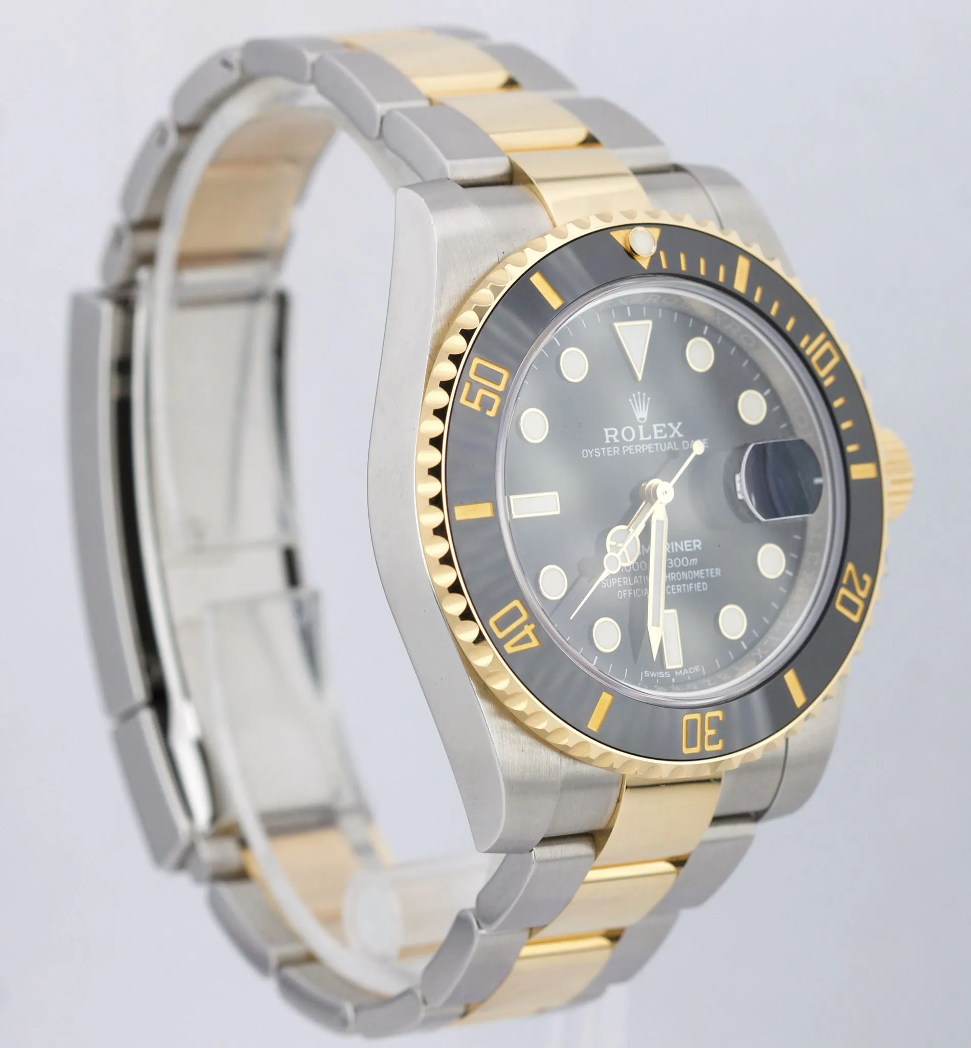 MINT Rolex Submariner Date Ceramic Two-Tone Gold Black Dive Watch 116613 LN