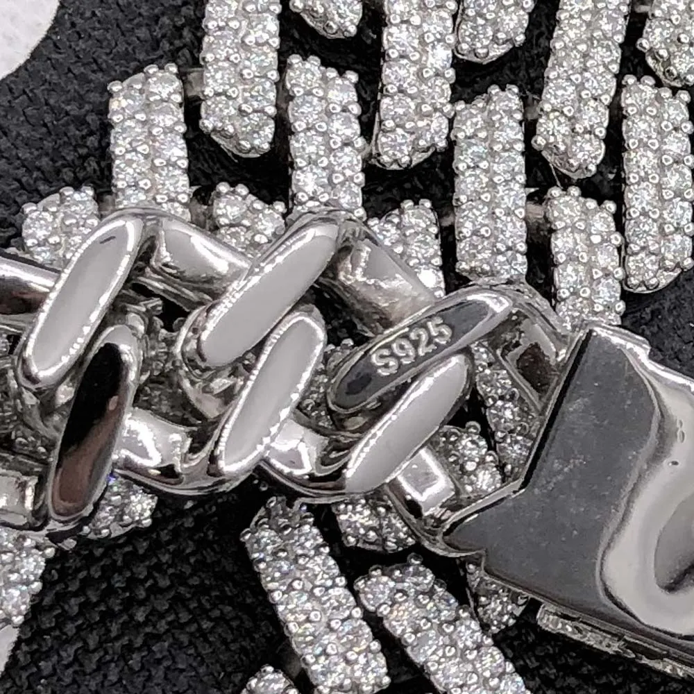 Moissanite Sharp Cuban Link Iced Out Bracelet 13MM .925 Sterling Silver