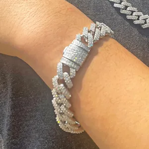 Moissanite Sharp Cuban Link Iced Out Bracelet 13MM .925 Sterling Silver