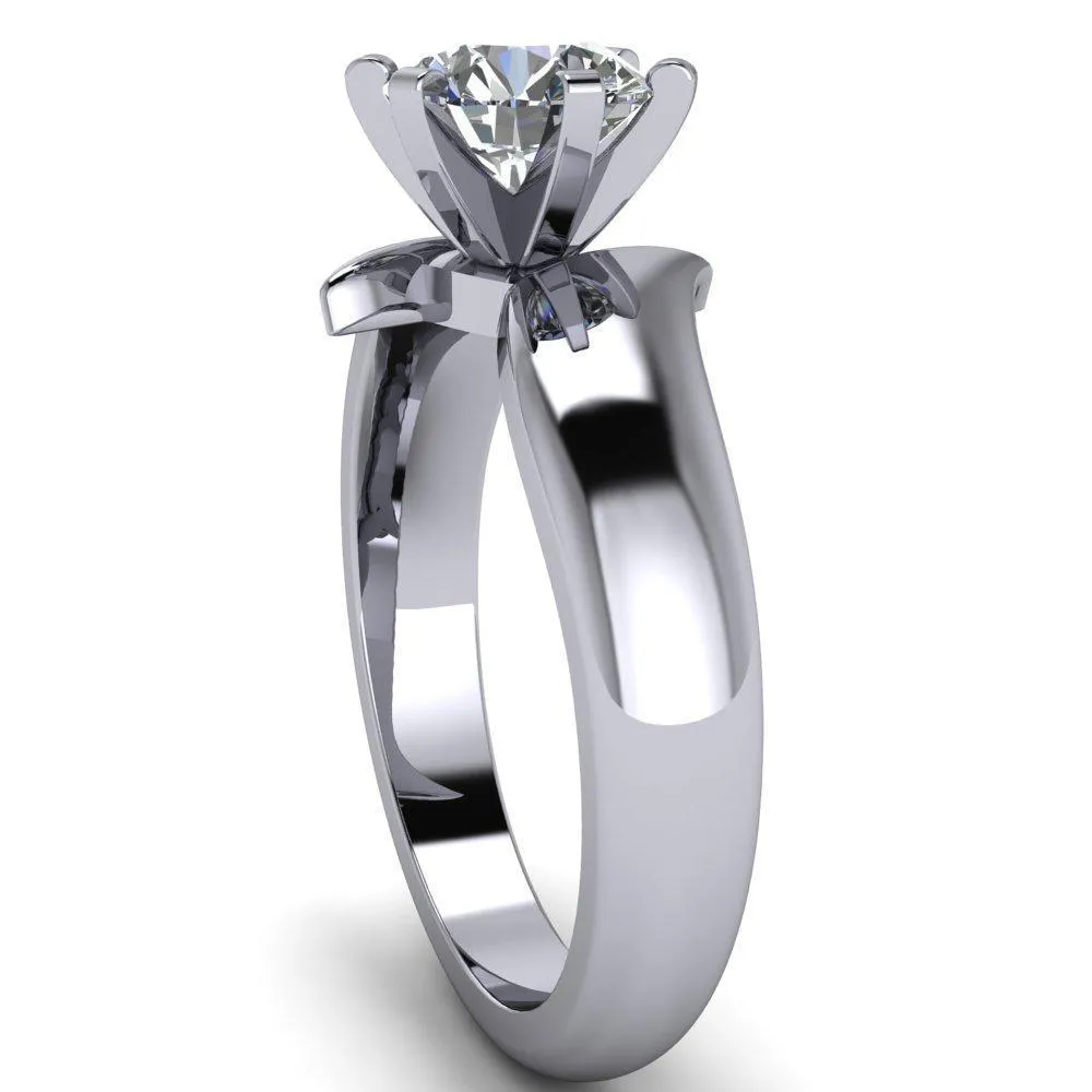 Monae Round Center Stone 6 Peg Wavy Bypass Engagement Ring