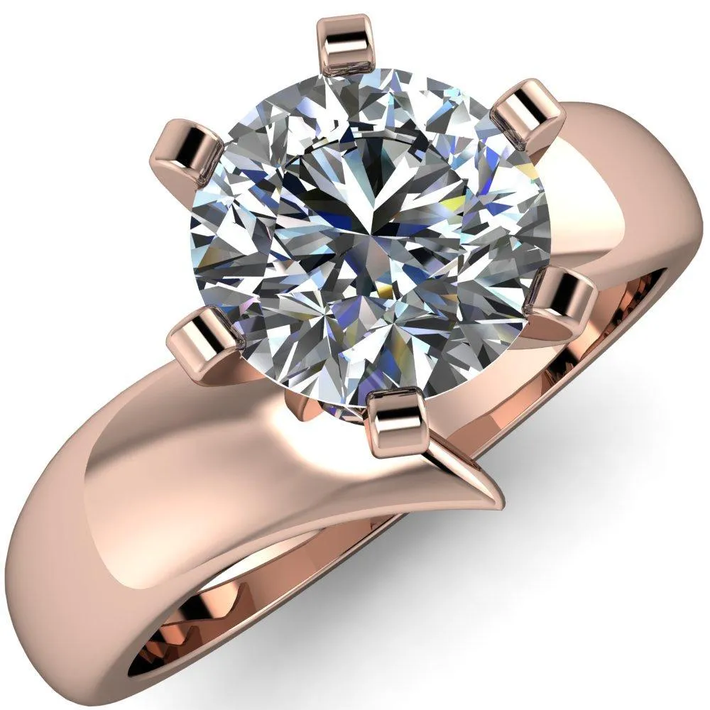 Monae Round Center Stone 6 Peg Wavy Bypass Engagement Ring