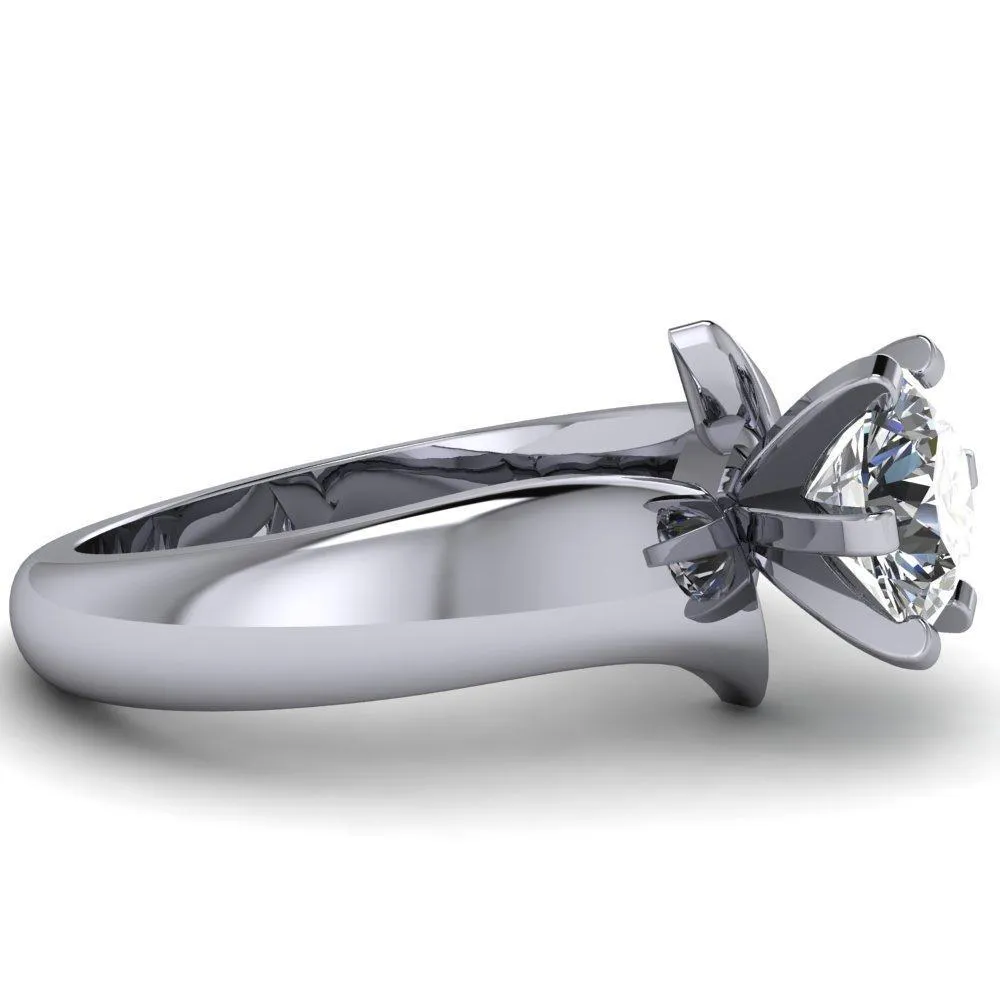 Monae Round Center Stone 6 Peg Wavy Bypass Engagement Ring