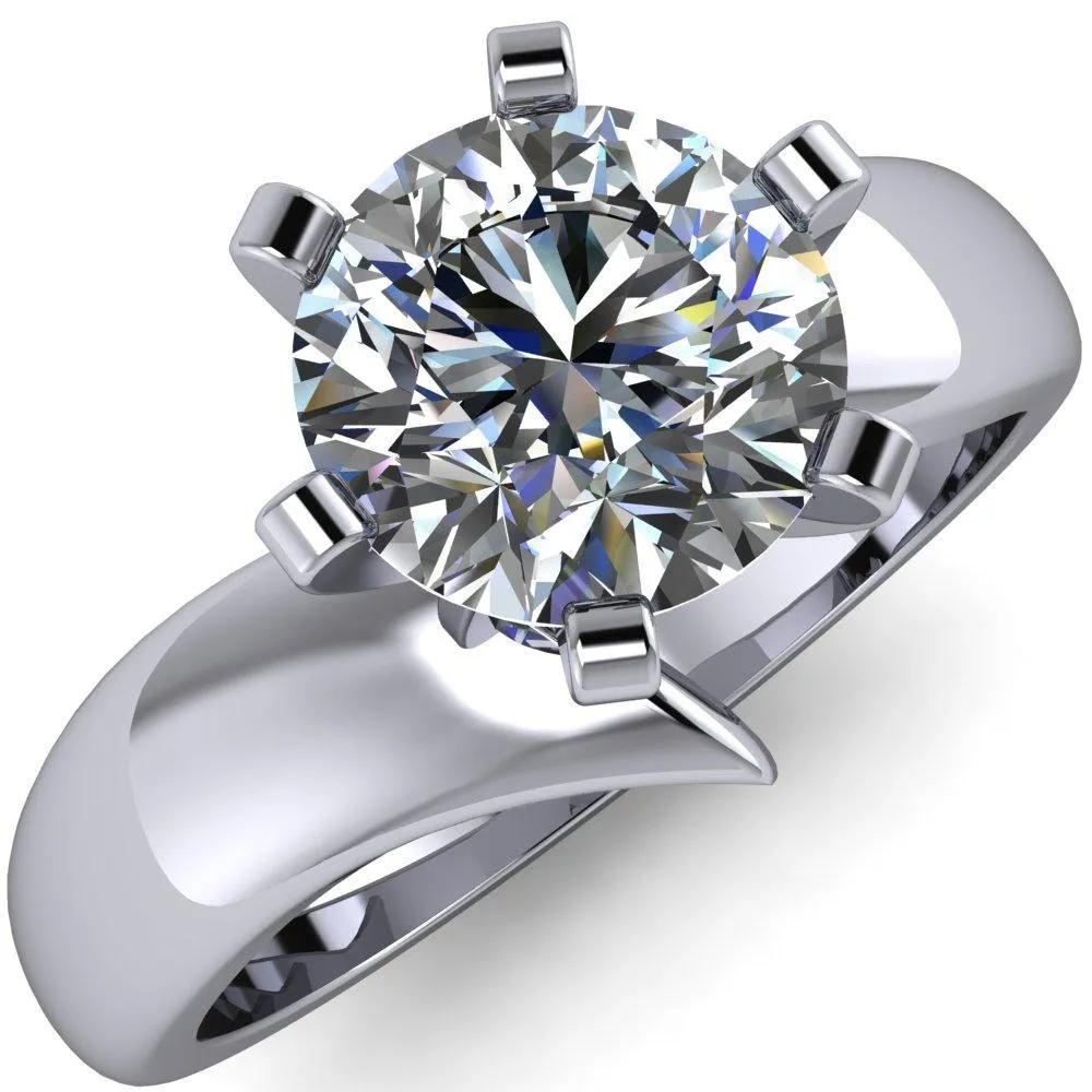 Monae Round Center Stone 6 Peg Wavy Bypass Engagement Ring
