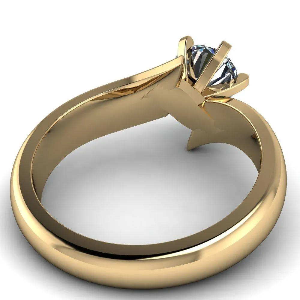 Monae Round Center Stone 6 Peg Wavy Bypass Engagement Ring