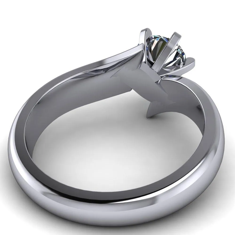 Monae Round Center Stone 6 Peg Wavy Bypass Engagement Ring