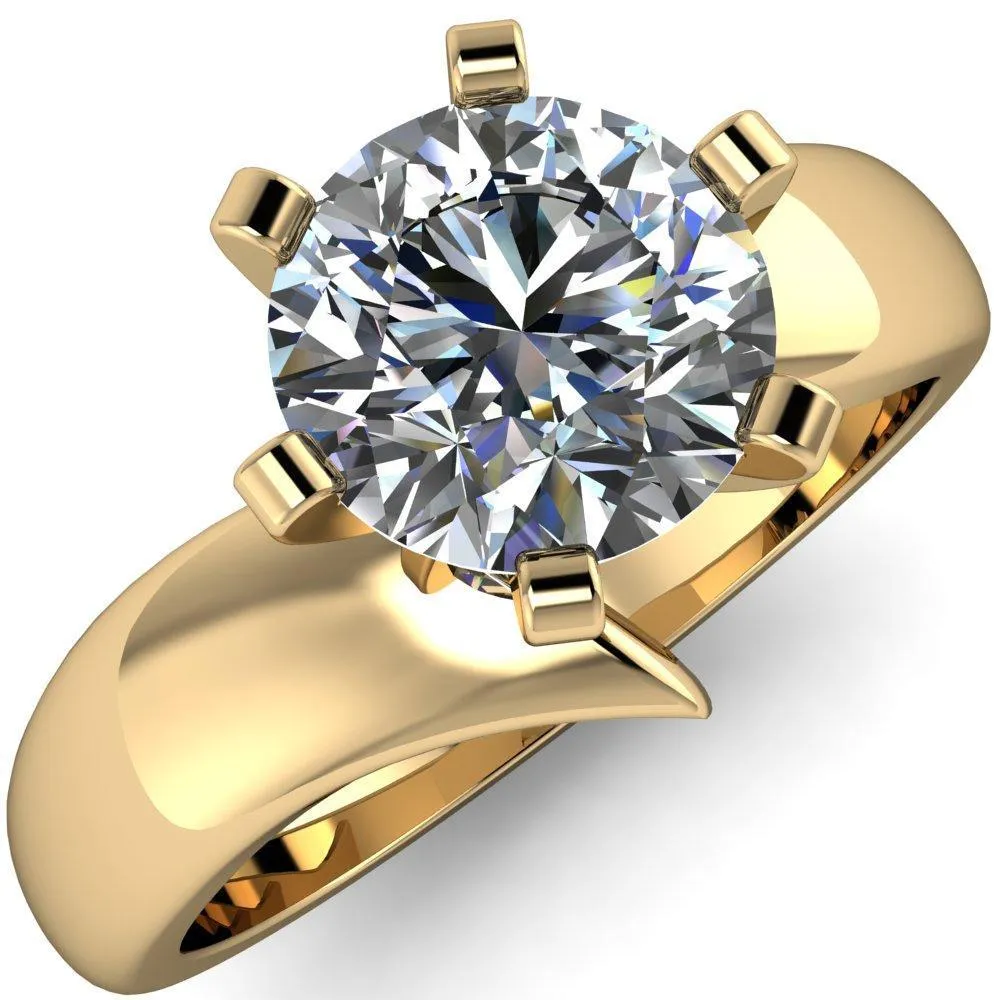 Monae Round Center Stone 6 Peg Wavy Bypass Engagement Ring