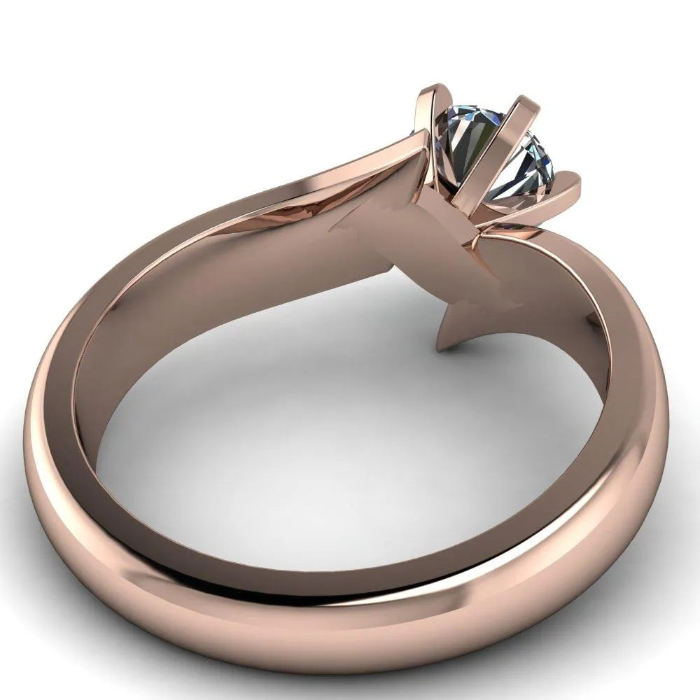 Monae Round Center Stone 6 Peg Wavy Bypass Engagement Ring