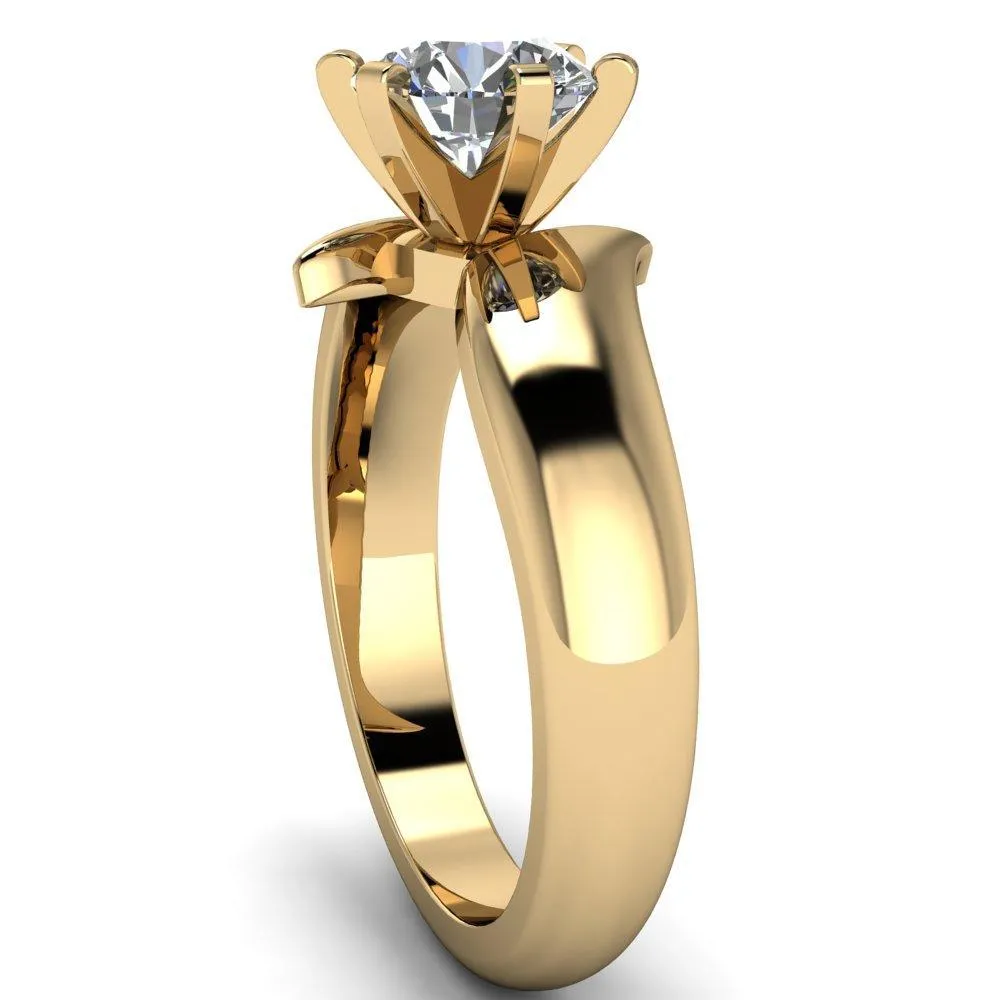 Monae Round Center Stone 6 Peg Wavy Bypass Engagement Ring
