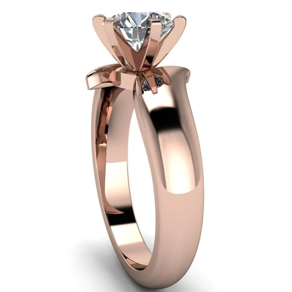 Monae Round Center Stone 6 Peg Wavy Bypass Engagement Ring